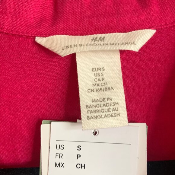 NWT H&M PINK LINEN POPOVER SHIRT - SIZE S - Picture 7 of 11